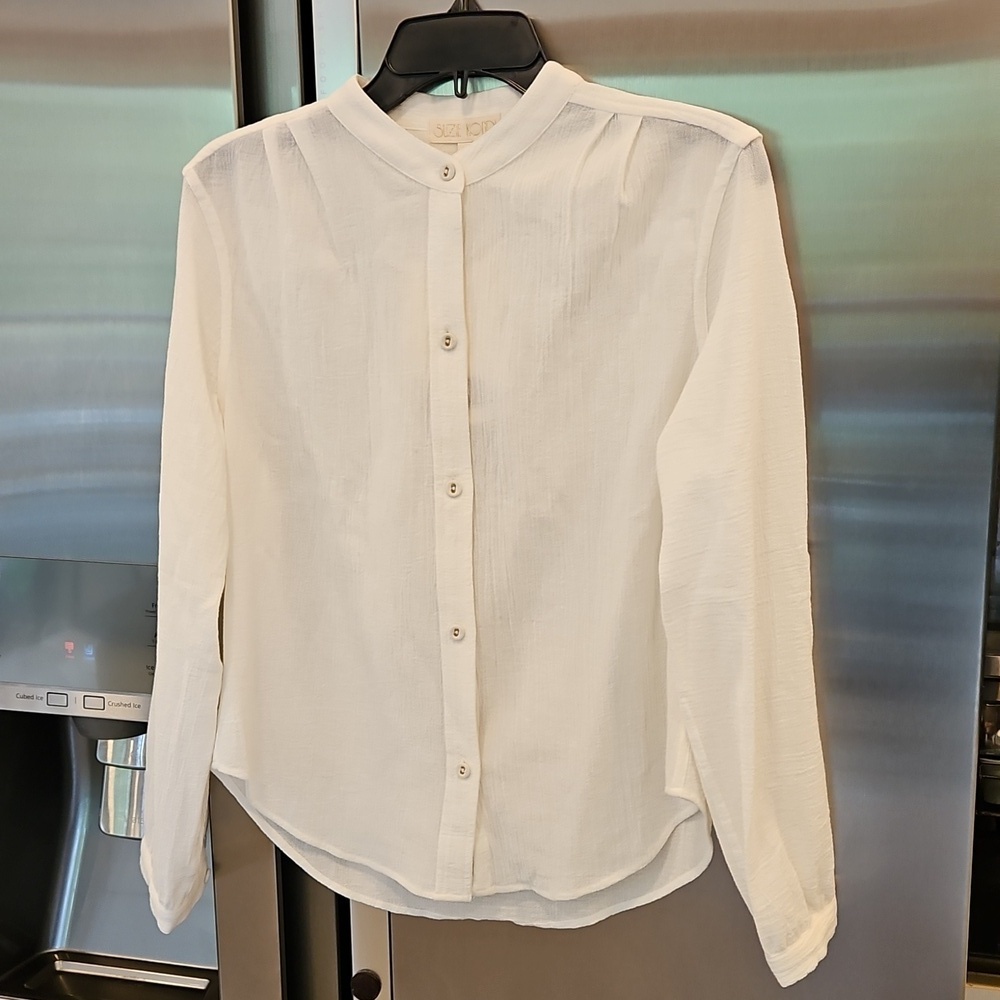 Suzie Kondi Koubi Button Blouse Solid Gauze ~ Natural Large L Nwt — image 7 of 8